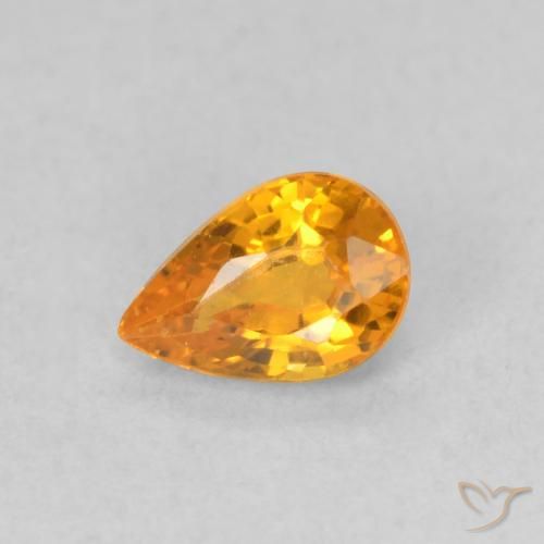 0.59ct 자연스러운 밝은 주황색 사파이어, 배 모양, VVS-VS