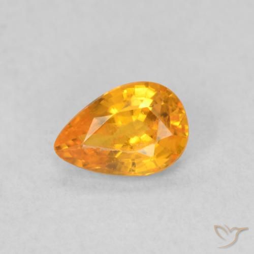 0.49ct 자연스러운 밝은 주황색 사파이어, 배 모양, VVS-VS