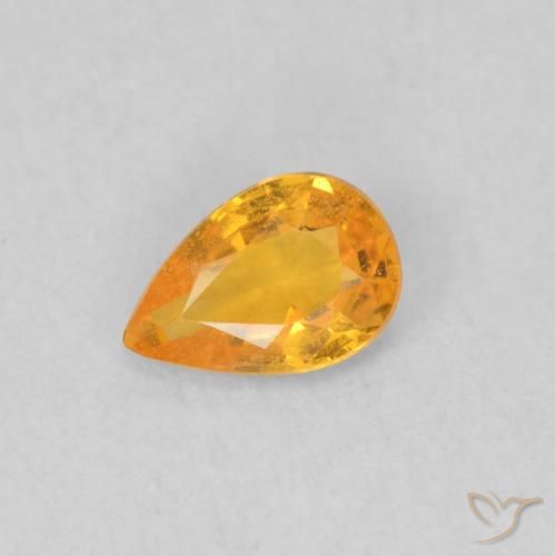 0.45ct 자연스러운 미디엄 오렌지 사파이어, 배 모양, VS