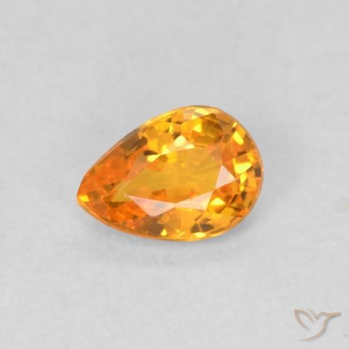 0.54ct 자연스러운 밝은 주황색 사파이어, 배 모양, VVS-VS