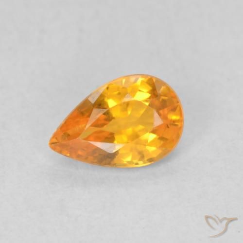 0.56ct 자연스러운 밝은 주황색 사파이어, 배 모양, VVS-VS