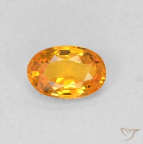 0.56ct 자연스러운 밝은 주황색 사파이어, 타원형, VVS-VS