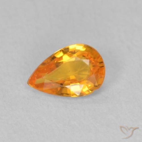 0.43ct 자연스러운 밝은 주황색 사파이어, 배 모양, VVS-VS