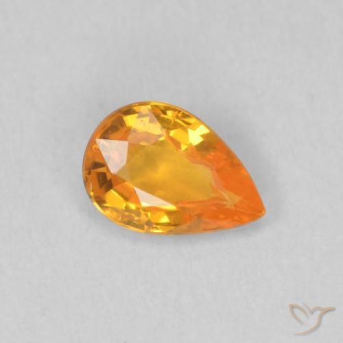 0.48ct 자연스러운 밝은 주황색 사파이어, 배 모양, VVS-VS