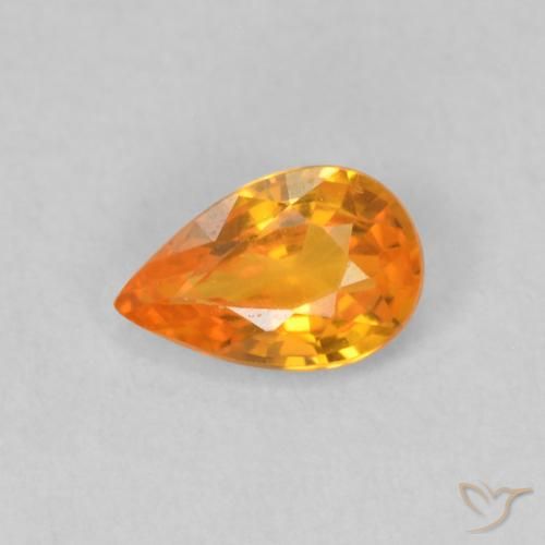 0.49ct 자연스러운 밝은 주황색 사파이어, 배 모양, VVS-VS