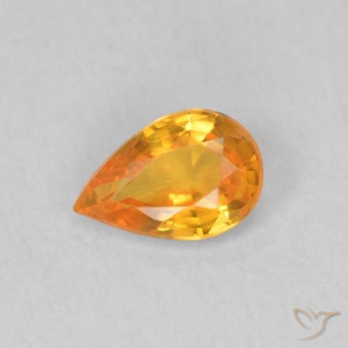 0.47ct 자연스러운 밝은 주황색 사파이어, 배 모양, VVS-VS