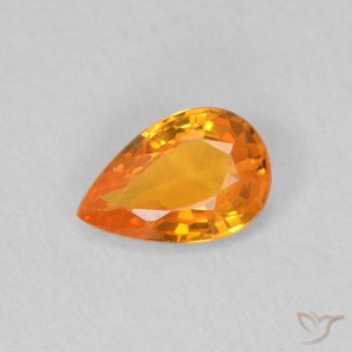 0.47ct 자연스러운 밝은 주황색 사파이어, 배 모양, VVS-VS