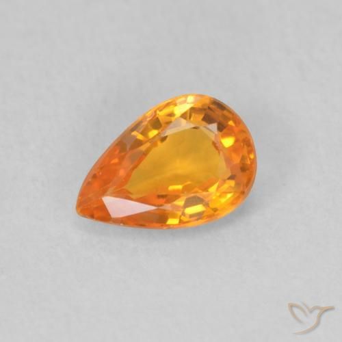 0.50ct 자연스러운 밝은 주황색 사파이어, 배 모양, VVS