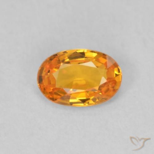 0.51ct 자연스러운 밝은 주황색 사파이어, 타원형, VVS