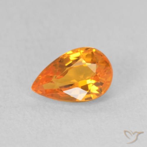 0.58ct 자연스러운 밝은 주황색 사파이어, 배 모양, VVS