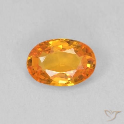 0.53ct 자연스러운 밝은 주황색 사파이어, 타원형, VVS
