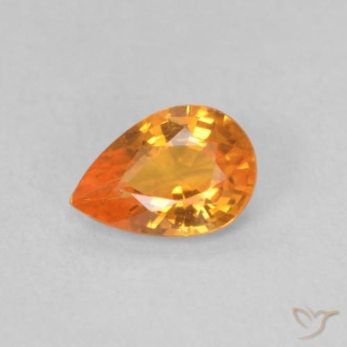 0.52ct 자연스러운 밝은 주황색 사파이어, 배 모양, VVS