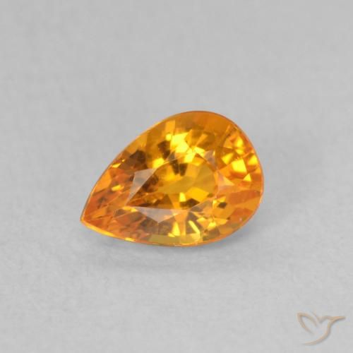 0.58ct 자연스러운 밝은 주황색 사파이어, 배 모양, VVS