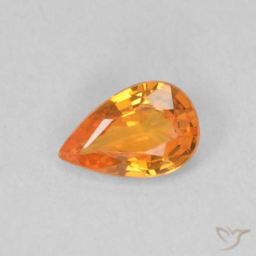 0.48ct 자연스러운 밝은 주황색 사파이어, 배 모양, VVS
