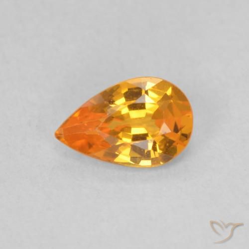 0.50ct 자연스러운 미디엄 오렌지 사파이어, 배 모양, VVS