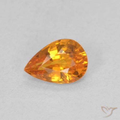 0.48ct 자연스러운 미디엄 오렌지 사파이어, 배 모양, VVS