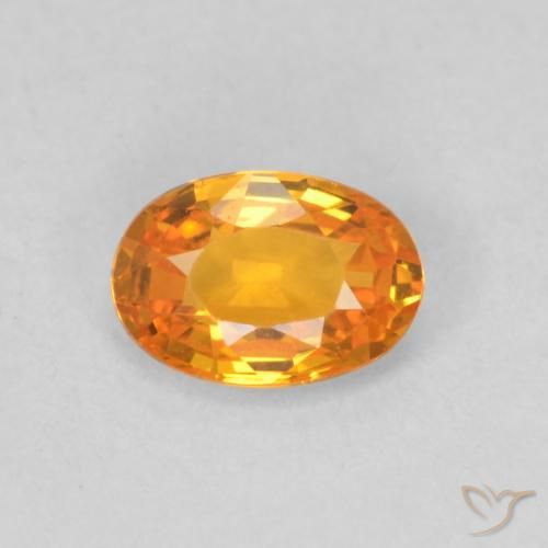 0.60ct 자연스러운 살구 오렌지 사파이어, 타원형, VVS