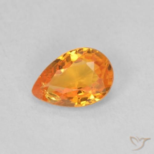 0.51ct 자연스러운 살구 오렌지 사파이어, 배 모양, VS