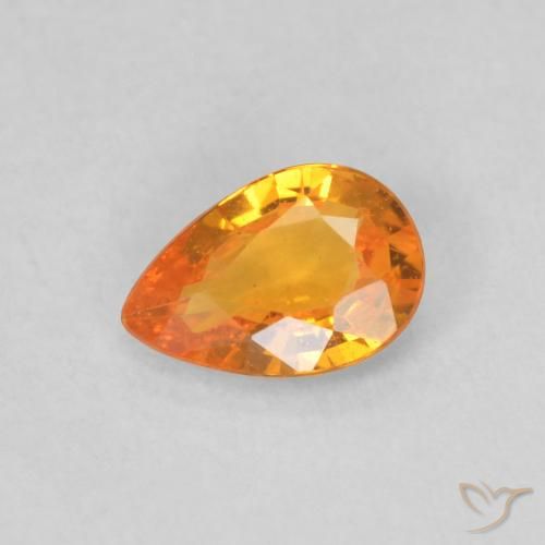 0.44ct 자연스러운 살구 오렌지 사파이어, 배 모양, VS
