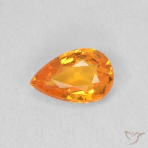 0.52ct 자연스러운 밝은 주황색 사파이어, 배 모양, VVS-VS