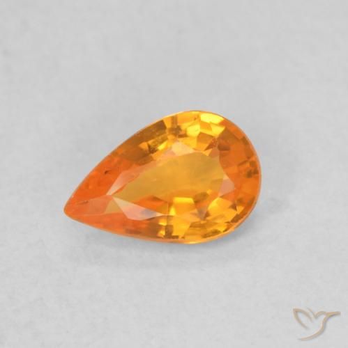0.48ct 자연스러운 밝은 주황색 사파이어, 배 모양, VVS-VS