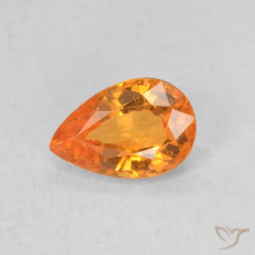 0.56ct 자연스러운 밝은 주황색 사파이어, 배 모양, VVS-VS