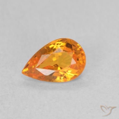 0.52ct 자연스러운 밝은 주황색 사파이어, 배 모양, VVS-VS