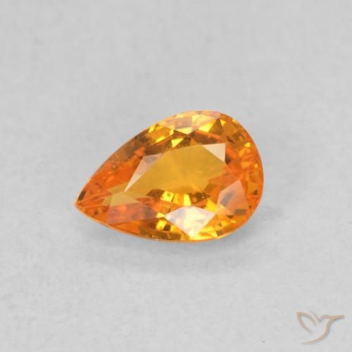 0.53ct 자연스러운 밝은 주황색 사파이어, 배 모양, VVS-VS