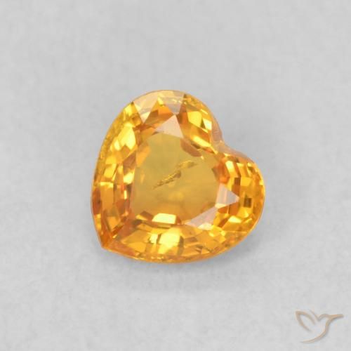 0.44ct 자연스러운 밝은 주황색 사파이어, 마음, VS