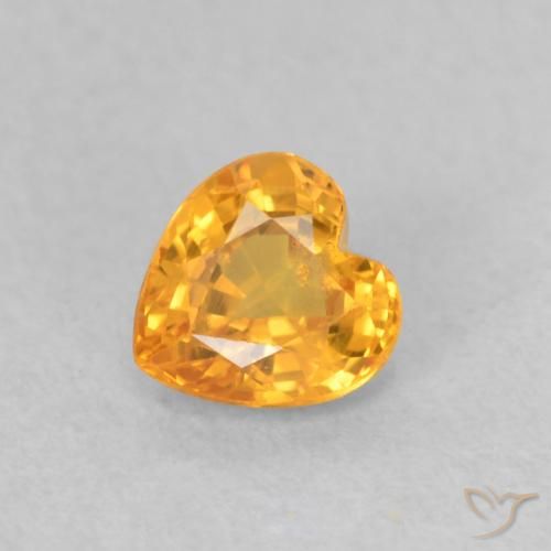 0.50ct 자연스러운 밝은 주황색 사파이어, 마음, VS