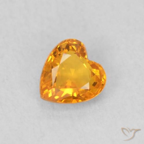 0.41ct 자연스러운 밝은 주황색 사파이어, 마음, VS