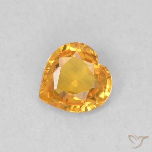 0.35ct 자연스러운 밝은 주황색 사파이어, 마음, VS