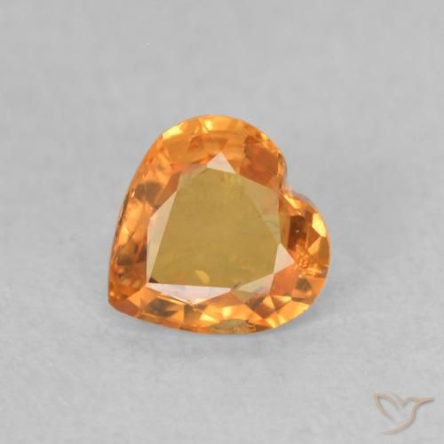 0.42ct 자연스러운 밝은 주황색 사파이어, 마음, VS