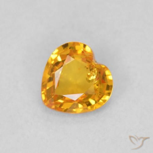 0.40ct 자연스러운 미디엄 오렌지 사파이어, 마음, VS