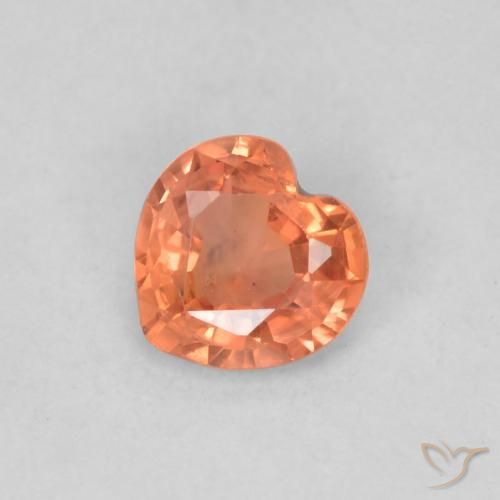 0.34ct 자연스러운 미디엄 오렌지 사파이어, 마음, VS