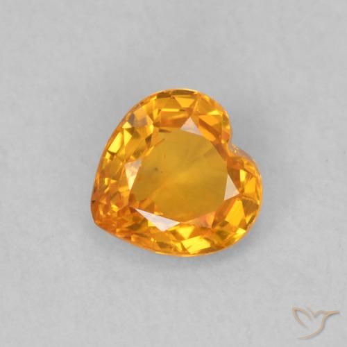 0.44ct 자연스러운 허니 오렌지 사파이어, 마음, VS