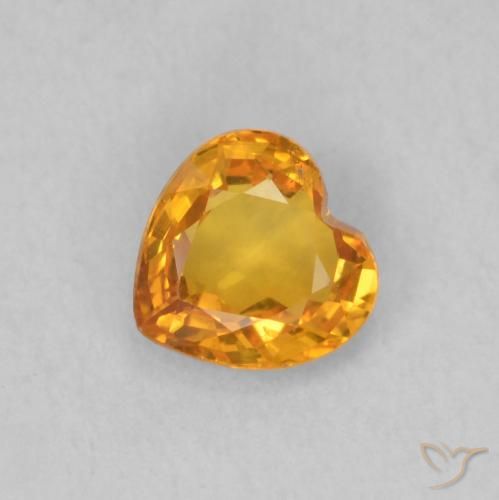 0.43ct 자연스러운 살구 오렌지 사파이어, 마음, VS