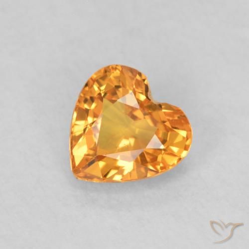 0.49ct 자연스러운 밝은 주황색 사파이어, 마음, VS