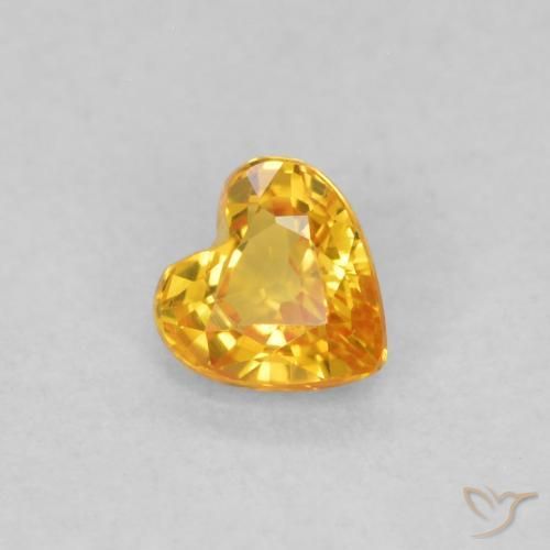 0.34ct 자연스러운 밝은 주황색 사파이어, 마음, VS