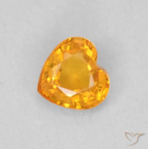 0.44ct 자연스러운 밝은 주황색 사파이어, 마음, VS