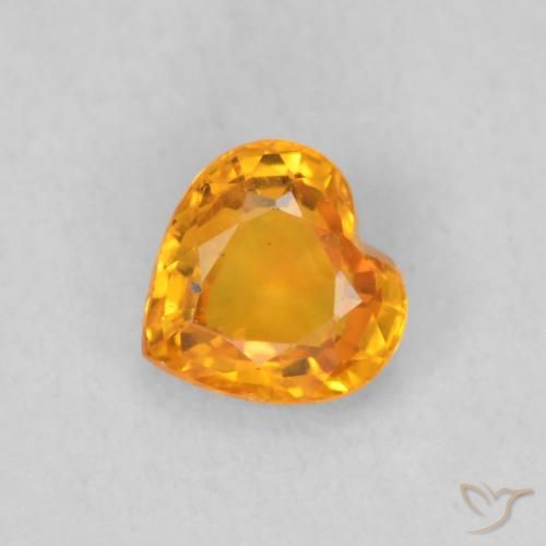 0.48ct 자연스러운 밝은 주황색 사파이어, 마음, VS