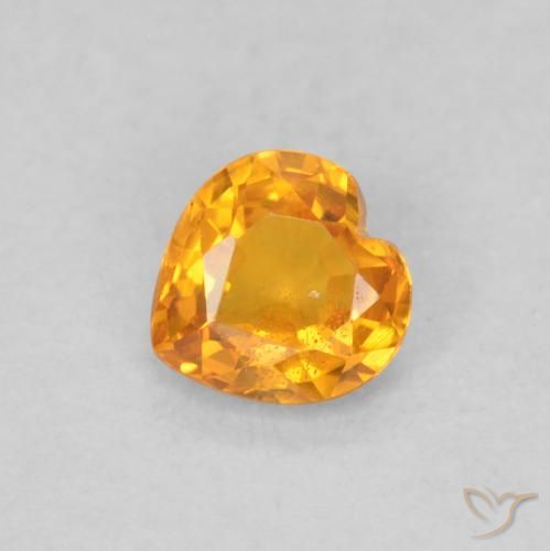0.40ct 자연스러운 인텐스 오렌지 사파이어, 마음, VS
