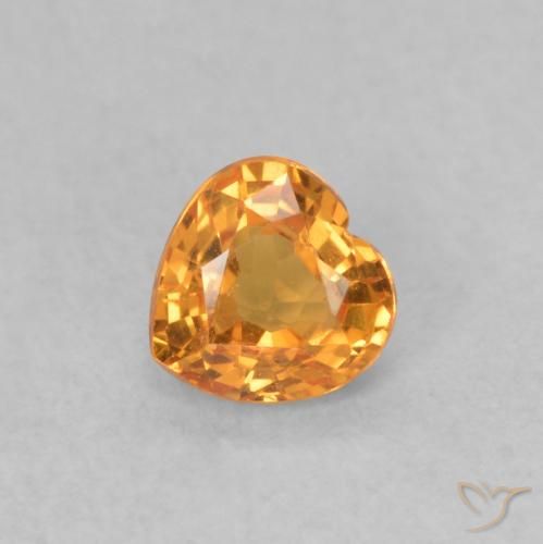 0.40ct 자연스러운 살구 오렌지 사파이어, 마음, VS