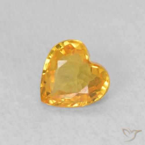 0.41ct 자연스러운 오렌지-골드 사파이어, 마음, VS