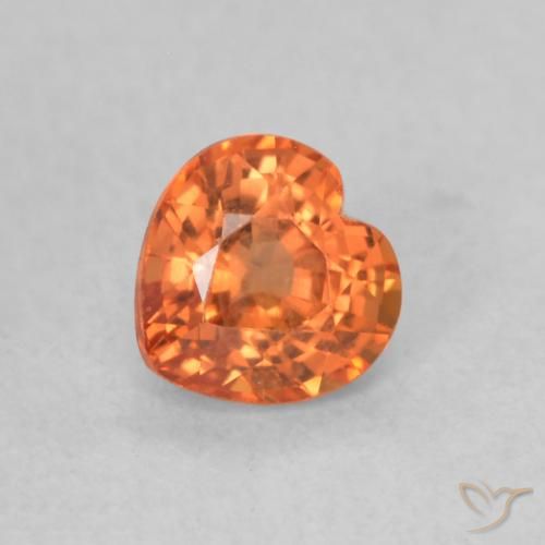 0.53ct 자연스러운 파이어 오렌지 사파이어, 마음, VS
