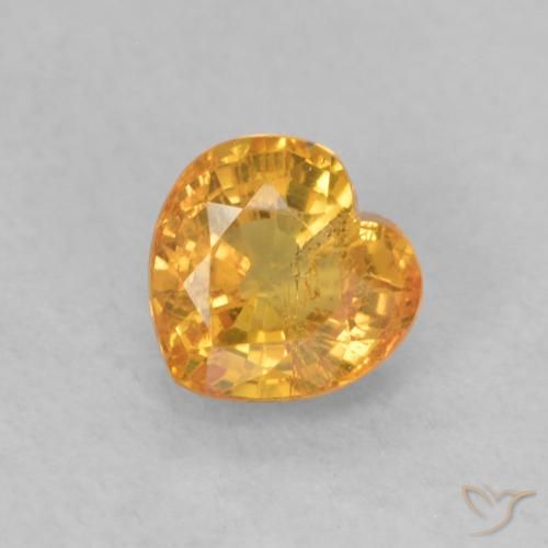 0.54ct 자연스러운 밝은 주황색 사파이어, 마음, VS