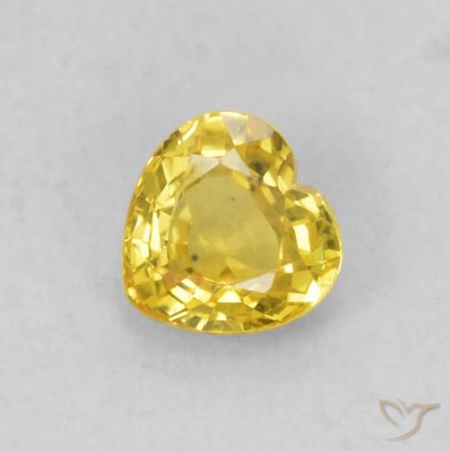 0.50ct 자연스러운 미디엄 옐로우 사파이어, 마음, VS