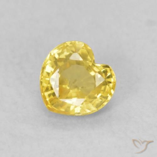 0.49ct 자연스러운 미디엄 옐로우 사파이어, 마음, VS
