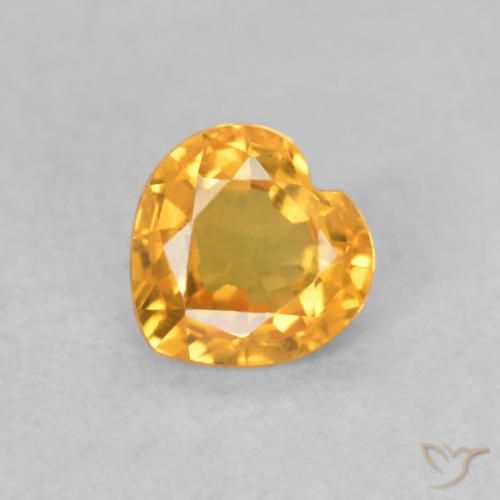0.40ct 자연스러운 오렌지-골드 사파이어, 마음, VVS-VS