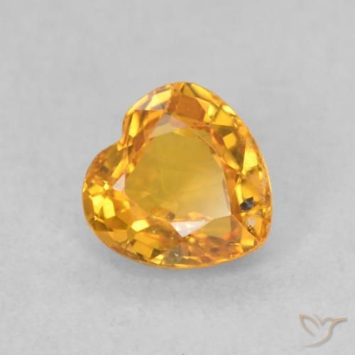 0.51ct 자연스러운 다크 오렌지-골드 사파이어, 마음, VVS-VS